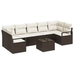 vidaXL Ensemble de salon de jardin 8 pièces avec coussins Marron Poly Rattan