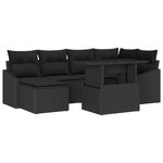 vidaXL Ensemble de canapé de jardin 7 pièces avec coussins en poly rattan noir