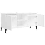 vidaXL Meuble TV avec pieds en métal Blanc 103 5x35x50 cm