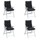 vidaXL Coussins de chaise à dossier bas lot de 4 noir tissu oxford