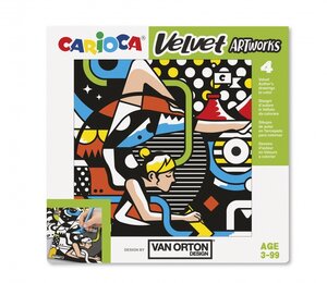 Pack Carioca Velvet Van Orton Street Pack de 4 Illustrations en Velours à Colorier - Texture Douce - Développe la Dextérité et la Créativité - Collaboration avec Van Orton Design - Divers Coloris