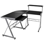Bureau table poste de travail meuble d'ordinateur informatique étude d'ordinateur d'angle 132 x 112 x 99cm bois d'ingénierie noir 02_0023732