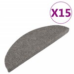vidaXL Tapis d'escalier autocollants 15 Pièces 56x17x3 cm Gris
