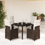 vidaXL Ensemble de bistro de jardin 5 Pièces coussins marron poly rotin