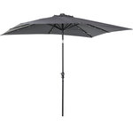 Parasol lumineux rectangulaire inclinable dim. 2 68L x 2 05l x 2 48H m parasol LED solaire métal polyester haute densité gris