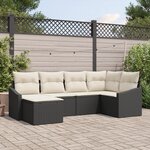 vidaXL Set de salle à manger de jardin de 6 pièces avec coussins en poly rotin noir