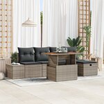 vidaXL Ensemble de canapé de jardin de 6 pièces avec coussins gris en poly rattan