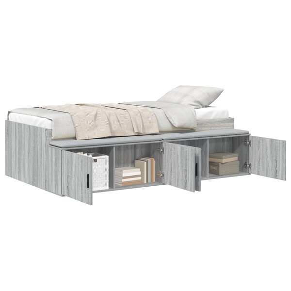 vidaXL Cadre de lit Grey Sonoma 90x190 cm