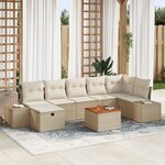 vidaXL Ensemble de canapé de jardin 8 pièces avec coussins Beige Poly Rattan