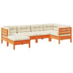 vidaXL Salon de jardin 6 Pièces avec coussins cire marron bois pin massif