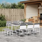vidaXL Ensemble à manger de jardin avec coussins 11Pièces blanc textilène