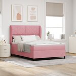 Lit Box Spring vidaXL avec Matelas Rose 160x200 cm Velours