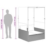 vidaXL Chaise longue double avec toit et rideaux gris résine tressée