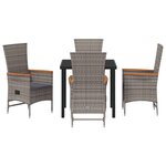 vidaXL Ensemble de dîner de jardin 5 pièces avec coussins en rattan poly gris