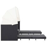 vidaXL Canapé-lit extensible 3 places avec toit Résine tressée Noir