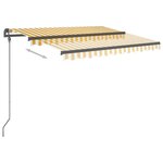 vidaXL Auvent rétractable manuel et poteaux 3 5x2 5 m Jaune et blanc
