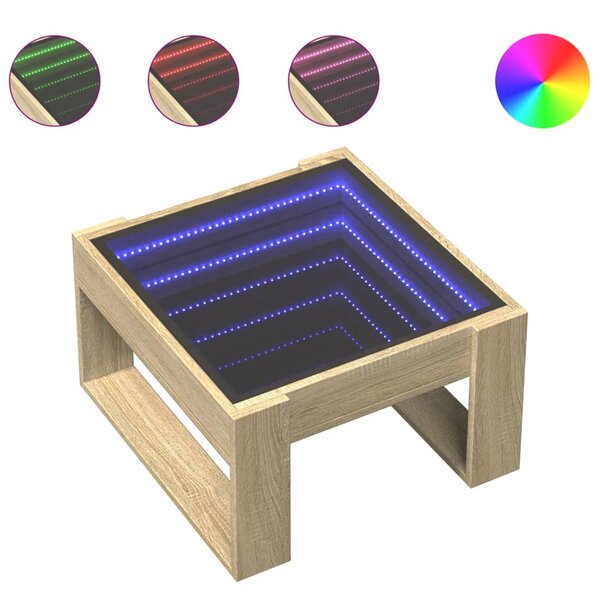 vidaXL Table basse avec LED infini chêne sonoma 50x53x30 cm