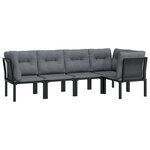 Salon de jardin meuble d'extérieur ensemble de mobilier 5 pièces noir et gris résine tressée 02_0016615