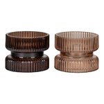 2 bougeoirs en verre ambré réversibles Ø 9 x 7 cm