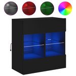 vidaXL Meuble TV mural avec lumières LED noir 58 5x30x60 5 cm