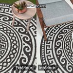 Tapis extérieur terrasse réversible rond - Tapis de jardin imperméable et résistant UV - Enid - Gris - 180 cm - HOMESCAPES
