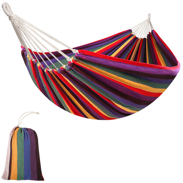 Hamac de voyage respirant portable toile de hamac dim. 2 9L x 1 5l m sac transport coton polyester multicolore