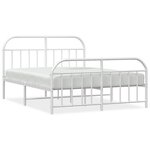 vidaXL Cadre de lit métal sans matelas et pied de lit blanc 135x190 cm