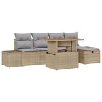 vidaXL Ensemble de Canapés de Jardin 6 Pièces avec Coussins Beige Osier Poly