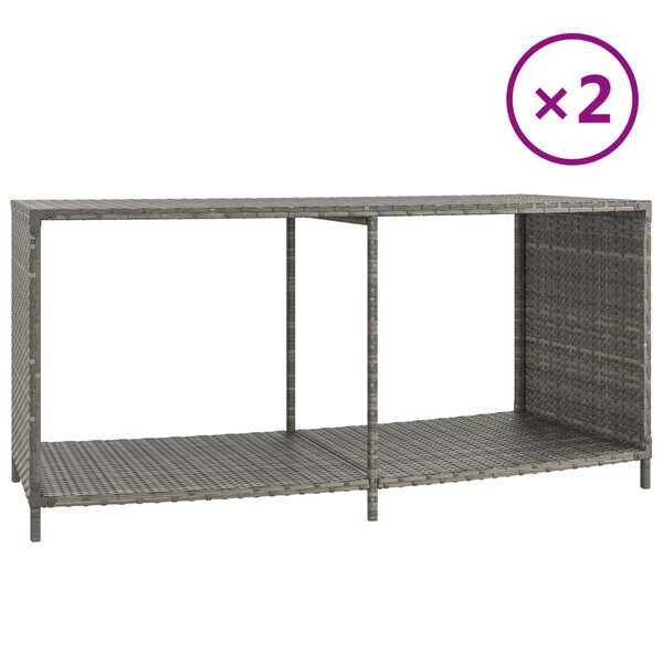 vidaXL Étagères de rangement 2 Pièces gris résine tressée