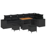 Ensemble de Canapé de Jardin vidaXL 9 pièces avec Coussins Noir Rattan Acacia