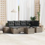 vidaXL Set de canapé de jardin 7 pièces avec coussins gris en poly rotin