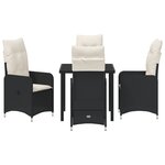 vidaXL Set de salle à manger de jardin 5 pièces avec coussins Noir Rotin Poly