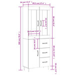 vidaXL Buffet haut Sonoma gris 69 5x34x180 cm Bois d'ingénierie