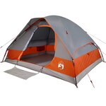 vidaXL Tente de camping à dôme 4 personnes gris et orange imperméable