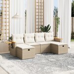 vidaXL Salon de jardin avec coussins 6 Pièces beige résine tressée
