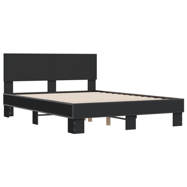 vidaXL Cadre de lit noir 120x200 cm bois d'ingénierie et métal
