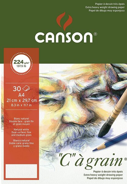 Bloc papier dessin 'C' à grain, A4, 224 g/m2 CANSON
