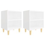 vidaXL Tables de chevet avec pieds en bois 2 Pièces Blanc 40x30x50 cm