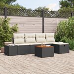 vidaXL Ensemble de canapé de jardin de 6 pièces avec coussins en poly rattan noir