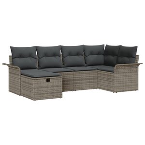 vidaXL Ensemble de Canapés de Jardin de 6 Pièces avec Coussins Gris Rattan Polyéthylène
