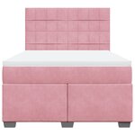 vidaXL Sommier à lattes de lit avec matelas Rose 140x190 cm Velours