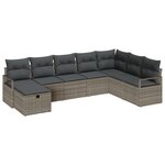 Ensemble de Canapé de Jardin 8 Pièces avec Coussins Gris Rotin Synthétique