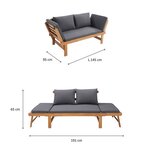 Banquette de jardin en bois d'acacia FSC - 2 places - KAYDA - Avec coussins