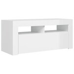 vidaXL Meuble TV avec lumières LED blanc brillant 90x35x40 cm