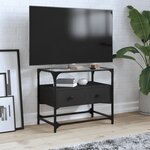 vidaXL Meuble TV et dessus en verre noir 60x35x51 cm bois d'ingénierie