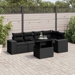vidaXL Salon de jardin 6 Pièces avec coussins noir résine tressée