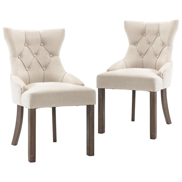 vidaXL Chaises à manger lot de 2 beige tissu