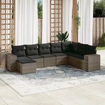 vidaXL Salon de jardin 8 Pièces avec coussins gris résine tressée