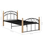 vidaXL Cadre de lit sans matelas noir métal bois chêne massif 90x200cm