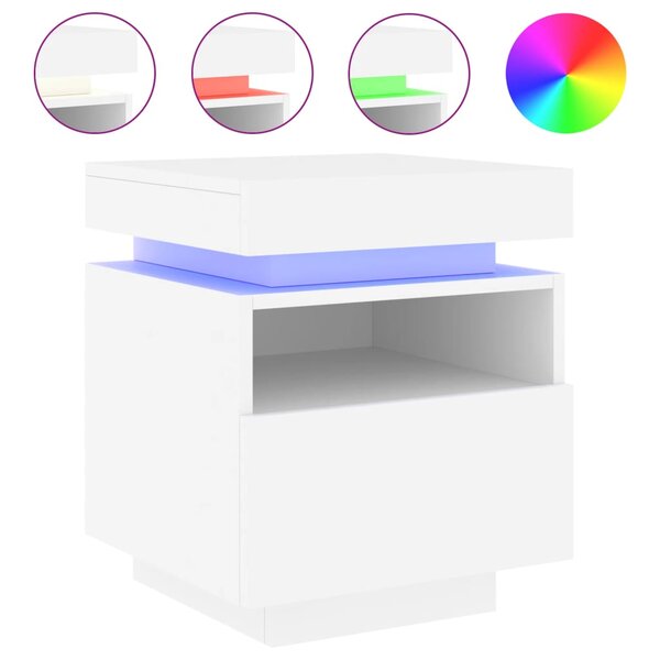 vidaXL Armoire de chevet avec lumières LED blanc 40x39x48 5 cm